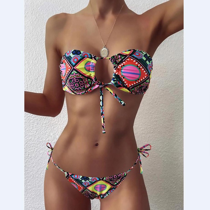 Maillot De Bain Imprim Dos Nu Sexy En Bikini Impression De Couleurs