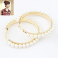 Easy match big hoop Beads ear studs  white  212919picture3