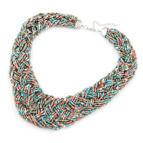 Handmade  Bohemian style  easy match rice beads weave necklace ( mix color ) 210491