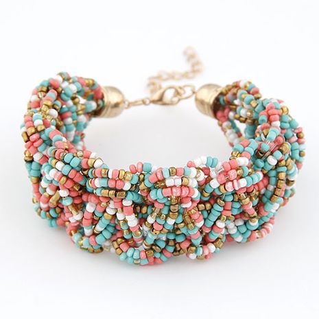Handmade Bohemian style mini rice beads weave bracelet ( mix color ) 209698