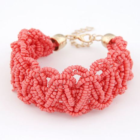 Handmade Bohemian style mini rice beads weave bracelet ( watermelon red ) 209699