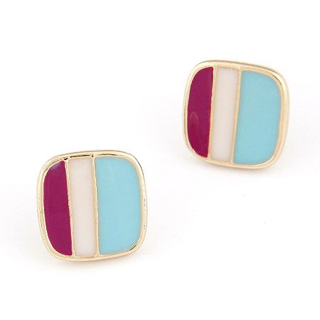 Sweet OL bourgeois sentiment stereo square ear studs 209462