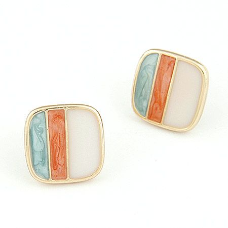 Sweet OL bourgeois sentiment stereo square ear studs 209463