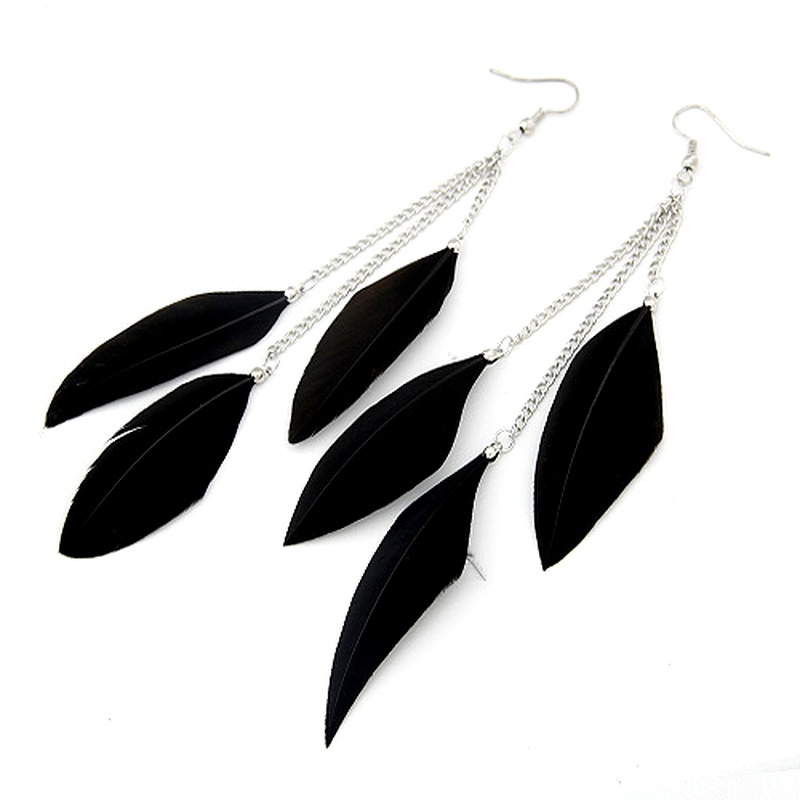 Unique feather earrings black 201541