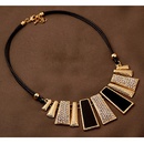 EXQUISITE boast easy match gem embedded metal bar leather short necklace 209523picture3