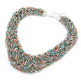 Handmade  Bohemian style  easy match rice beads weave necklace  mix color  210491picture4