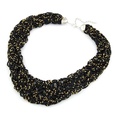 Handmade  Bohemian style  easy match rice beads weave necklace  black  210490picture4