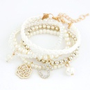 Sweet gem embedded 5 lettes flower easy match multilayer bracelet  white  211256picture2