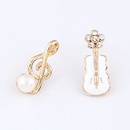 Unique the music note and guitar asymmetry ear studs  white  214074picture3
