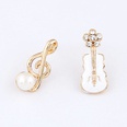 Unique the music note and guitar asymmetry ear studs  white  214074picture4