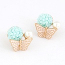 EXQUISITE Sweet flower bud the butterfly  ear studs  light blue  215250picture3