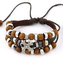  coffee  Occident fashion national wind cross and beads leather multilayer bracelet 216578picture3