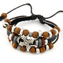  coffee  Occident fashion national wind cross and beads leather multilayer bracelet 216578picture4