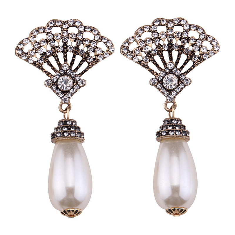 Occident and the United States alloy Rhinestone earring white NHJQ6528