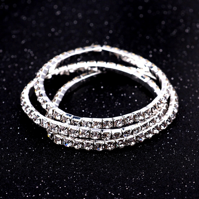 36mm silver plated single drainage diamond bracelet elastic bride bracelet flash diamond elastic crystal bracelet