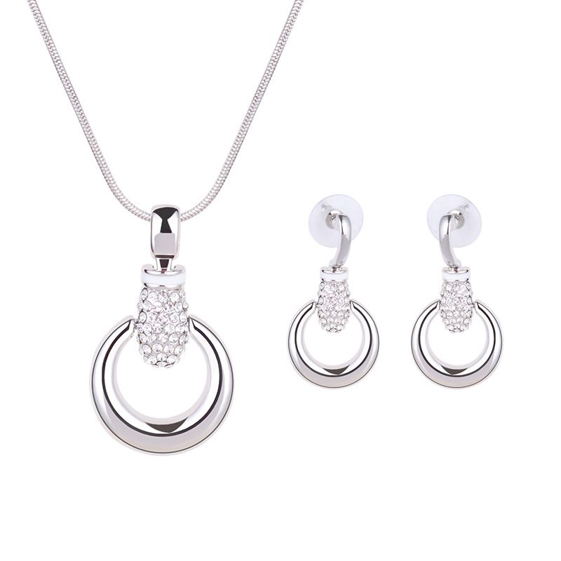 Occident alloy Drill set earring + necklace NHXS0639