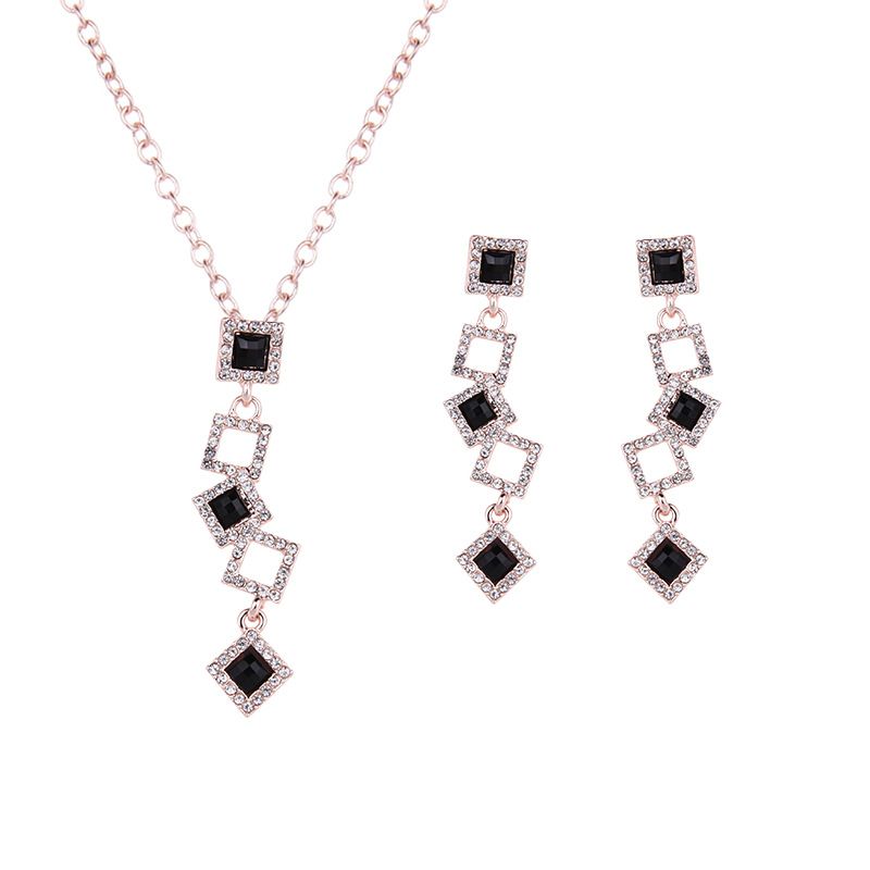 Occident alloy Drill set earring + necklace NHXS0673