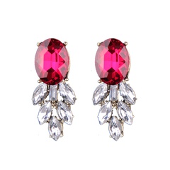 Fashion Imitated crystal&CZ  earring Geometric (red)  NHJQ9586