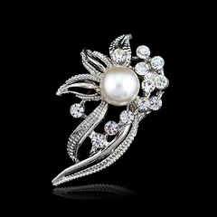 Fashion Alloy plating brooch Flowers (White K AB061-A)  NHDR2277