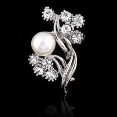 Simple Alloy plating brooch Flowers (White k Ab086-A)  NHDR2289
