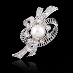 Simple Alloy plating brooch Flowers (White k Ab081-A)  NHDR2298