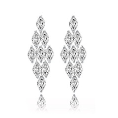 Fashion Alloy Inlaid precious stones Earrings  (Transparent -01D04)  NHTM0142-Transparent -01D04