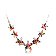 Fashion Alloy Inlaid precious stones necklace  (Colored zirconium plating rose alloy-14D15)  NHTM0184-Colored zirconium plating rose alloy-14D15
