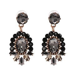 Korea Imitated crystal&CZ  Earrings Flowers (black)  NHJJ3882-black
