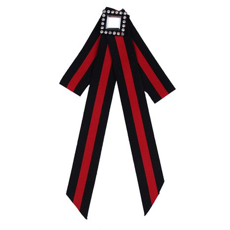 Fashion Alloy Rhinestone brooch Bows (Red + black)  NHJQ9798-Red + black's discount tags