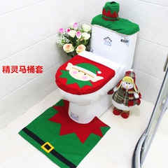 Spot Ventes De Noël Elf Siège De Toilette Couverture De Noël Couvercle des Toilettes plus Pied Tapis plus Couvercle Du Réservoir D'eau + Couverture De Tissu