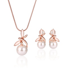 Occident and the United States alloy Rhinestone Necklace set (Rose alloy / 61172334)  NHXS1302