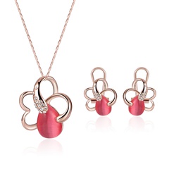 Occident and the United States alloy Rhinestone Necklace set (Rose alloy / 61172331)  NHXS1308