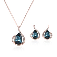 Occident and the United States alloy Rhinestone Necklace set (Rose alloy / 61172328A)  NHXS1307