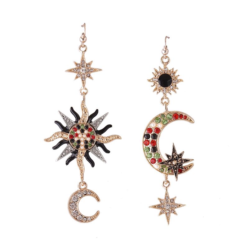 Alloy drill plating earring  Sun and moon  NHNMD3516