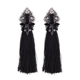 Occident and the United States alloy Rhinestone earring black  NHJQ9322blackpicture5