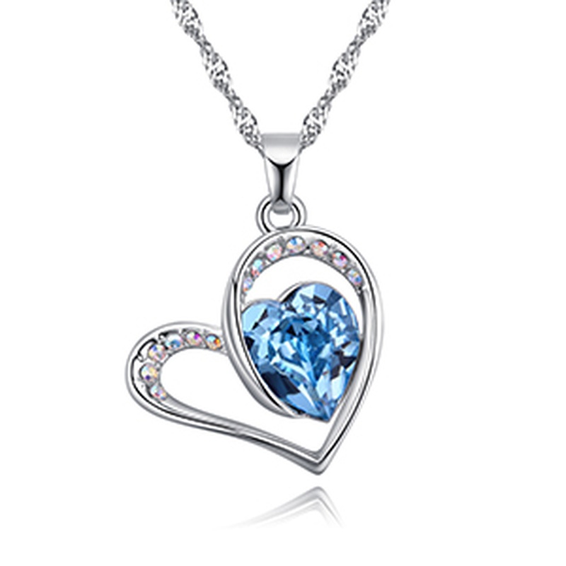 Austrian imitated crystal necklace - a happy lover (sea blue) NHKSE27128