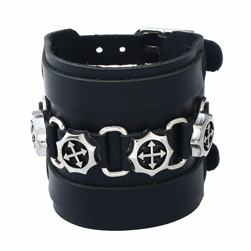 Leather Fashion Geometric bracelet  black NHPK1254black
