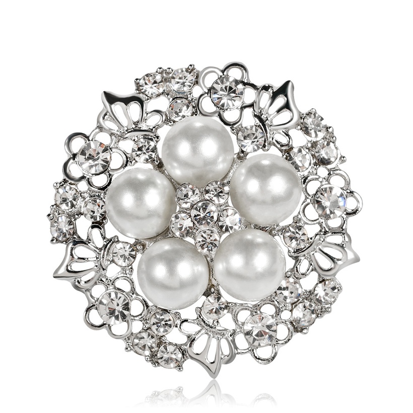 Bijoux Fantaisie Broches | Petites Broches Srie Corenne Super Chaude Alliage Perle De Femmes De Diamant Broche Charpe Boucle Corsage En Gros - DW53137