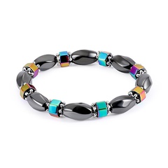 Fashion Natural Stone Inlaid precious stones Bracelets Geometric (Steel color)  NHLP0907-Steel color