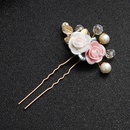 Ceramic Rose Childrens Hairpin Ancient Style Han Chinese Clothing Handmade UShaped Hair Clasp Pearl Hair Bun Headdress Bride Ornamentpicture1