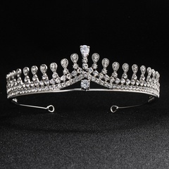 AliExpress Hot Selling Bridal Ornament European and American Zircon with Diamond Crown Hair Clasp Wedding Dress Headdress Accessories Factory Direct Sales