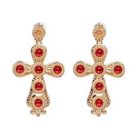 Alloy Fashion Cross earring  (red) NHJJ5308-red's discount tags