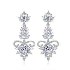 Copper Korea Flowers earring  (White zirconium plated white alloy) NHTM0540-White-zirconium-plated-white-alloy
