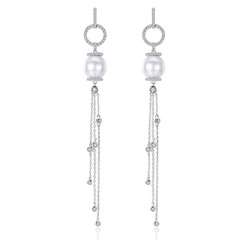 Alloy Korea Tassel earring  (Platinum-T07A13) NHTM0560-Platinum-T07A13