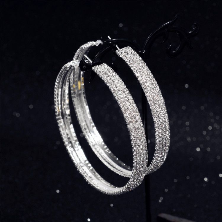Imitated crystalCZ Fashion Geometric earring  3 rows of 6cm alloy NHIM14693rowsof6cmalloy