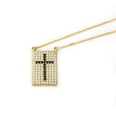 Copper Fashion Geometric necklace  (Alloy-plated black zircon) NHBP0232-Alloy-plated-black-zircon