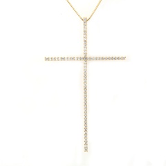 Copper Fashion Cross necklace  (Alloy-plated white zircon) NHBP0242-Alloy-plated-white-zircon