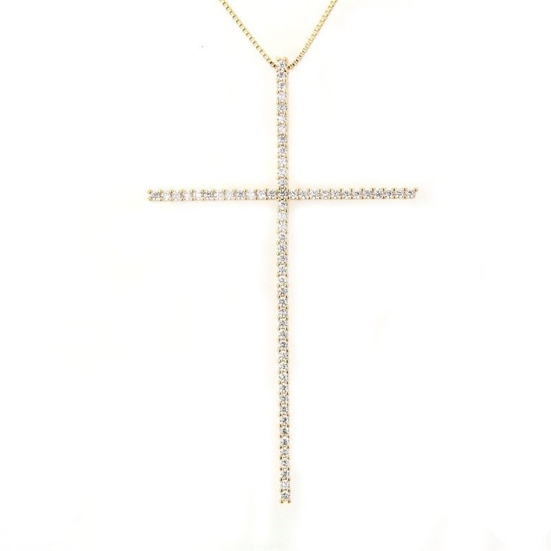 Copper Fashion Cross necklace  Alloyplated white zircon NHBP0242Alloyplatedwhitezircon