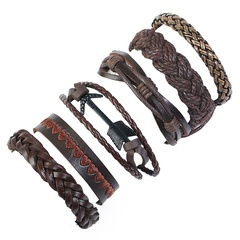 Leather Fashion Geometric bracelet  (Six-piece set) NHPK2177-Six-piece-set