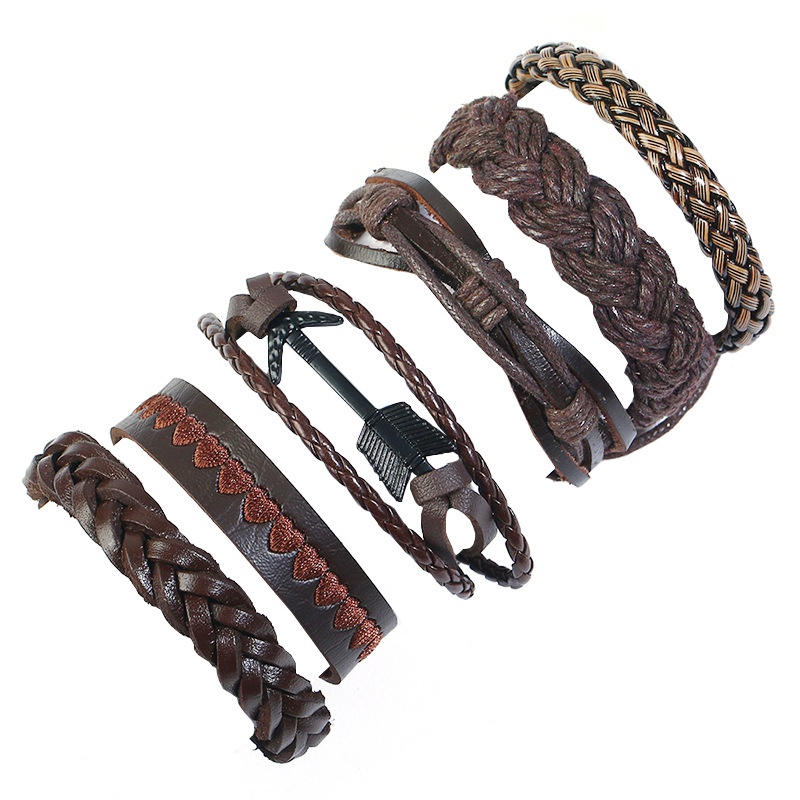 Leather Fashion Geometric bracelet  Sixpiece set NHPK2177Sixpieceset